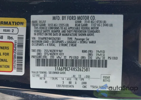 2017 Ford Mustang Gt Premium from USA, damaged, VIN 1FA6P8CF4H5262581